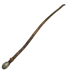 Vintage Tooled Leather Tan Embossed Belt Silver Buckle LOU Butterfly & Unicorn